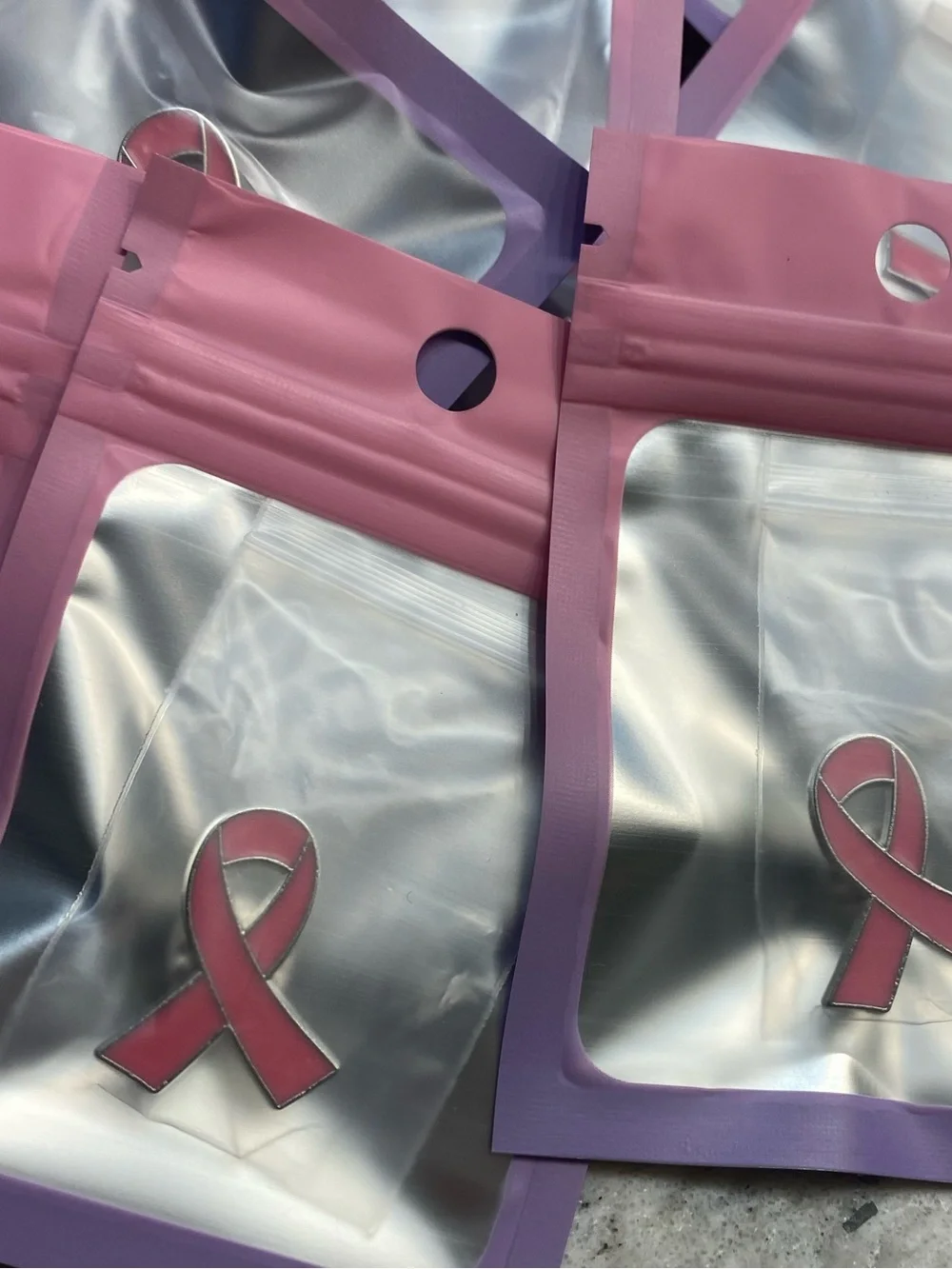 *Buy Now* Breast Cancer Awareness Pink Ribbon Pin Thank You’s Set of 15
